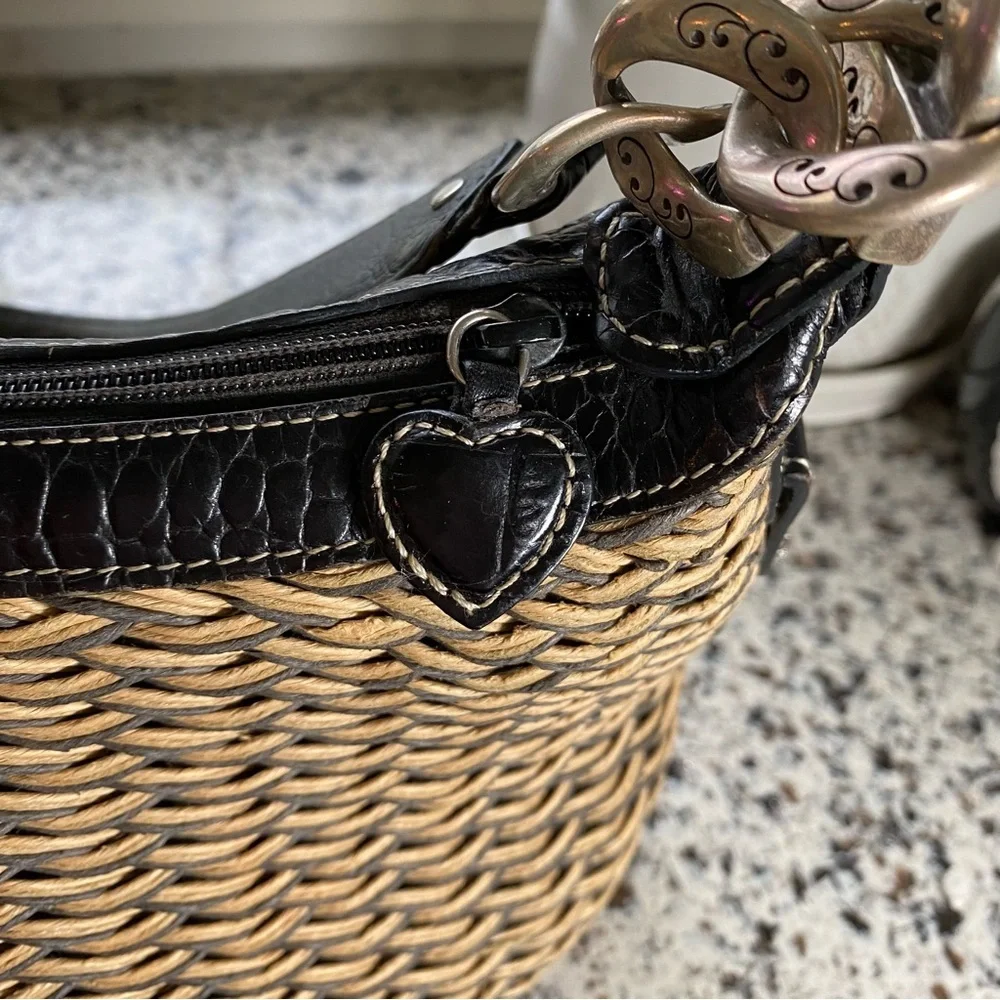 BRIGHTON Vintage Edna Woven Straw Hobo‎ Bag